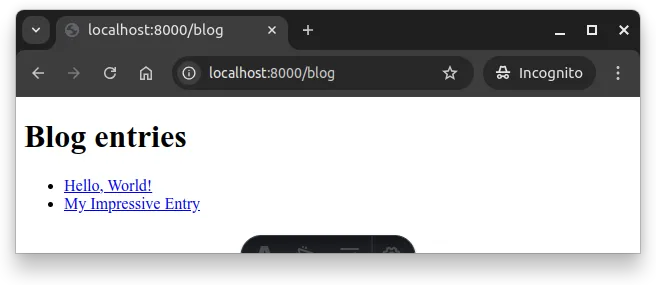 Fig. 2 -- Blog entries listed at path /blog.
