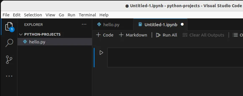 Fig 3. -- A new notebook has been created. The notebook has not yet been saved.