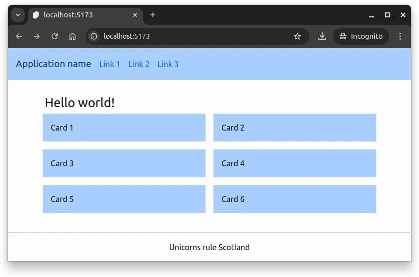 Fig 3. When the width of the screen is 768 pixels or wider (but under 1024 pixels), the md:grid-cols-2 class applies and the grid has two columns.