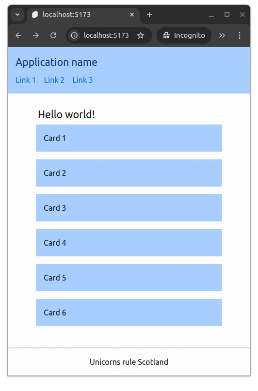 Fig 4. When the width of the screen is under 640 pixels, the navigation is shown below the title.