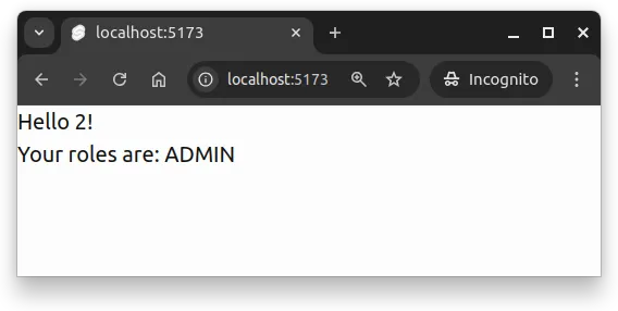 Fig 1. After authentication, the user is now shown the roles that they have.