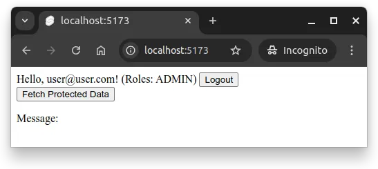 Fig 1. If a user has roles, the roles are shown next to their email after logging in.