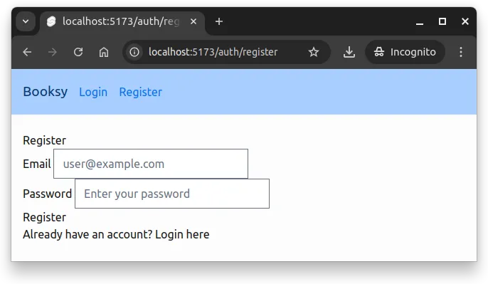 Fig 2. The navigation bar is now styled, and the shown content changes based on whether the student is authenticated.