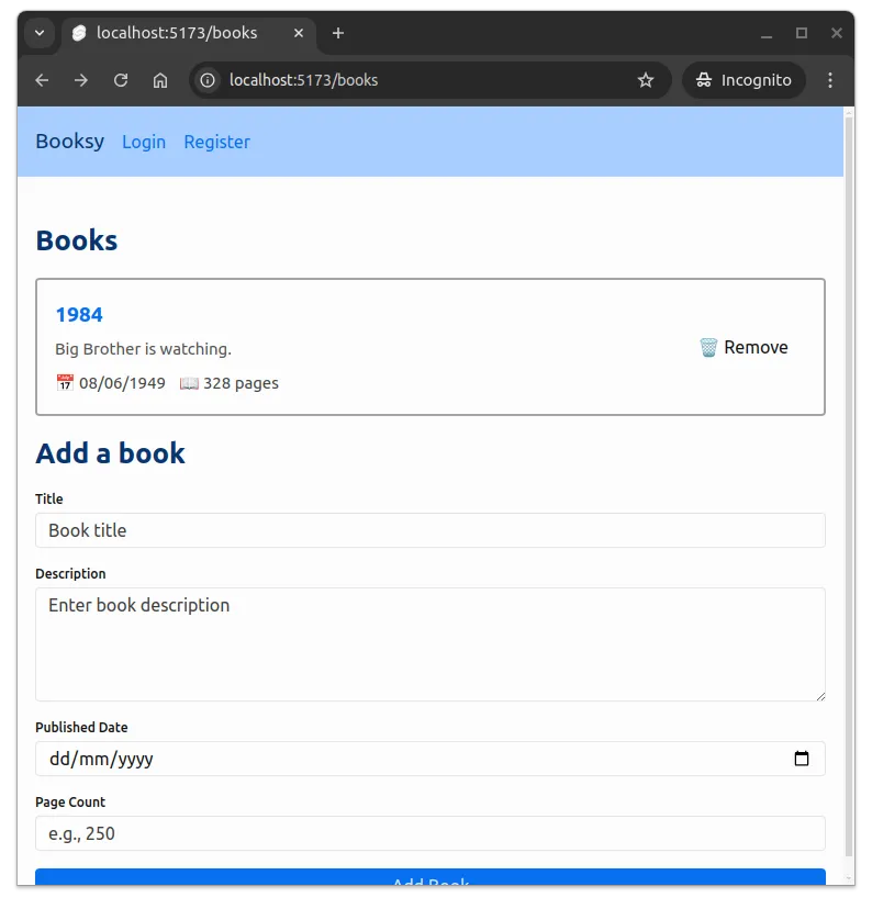 Fig 8. The books page is now styled.