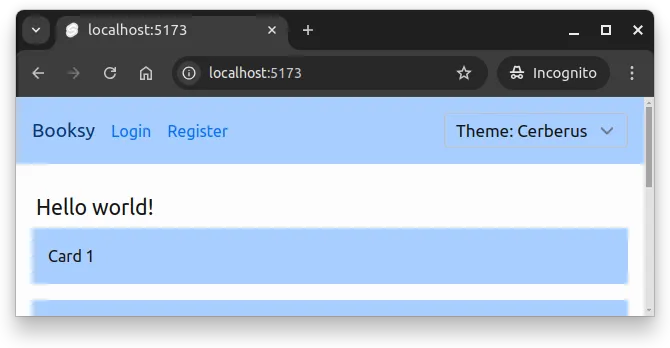 Fig 1. The application shows a theme switcher component in the header.